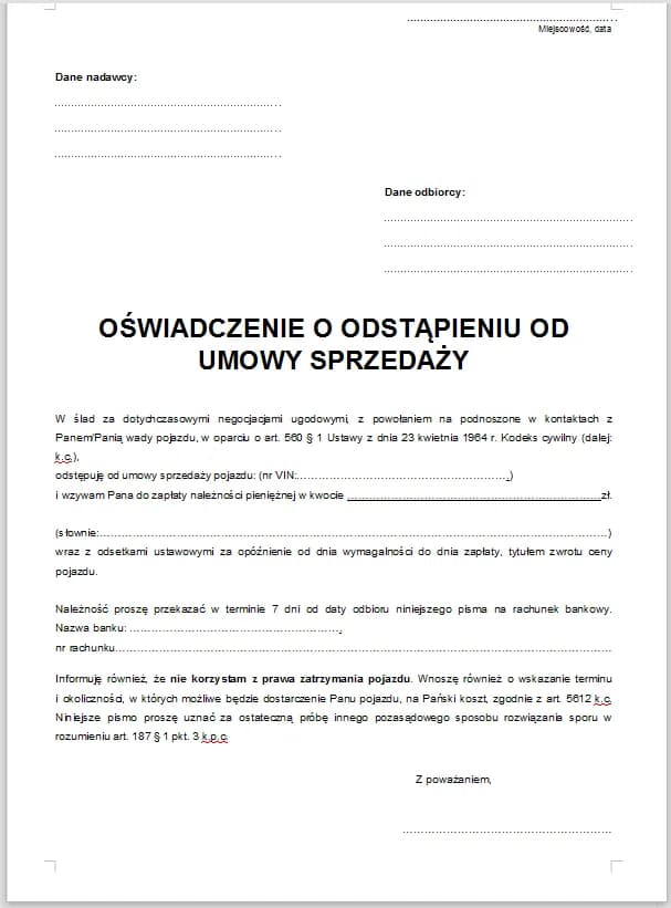 Czy można odstąpić od umowy kupna samochodu? Prawo, warunki i konsekwencje